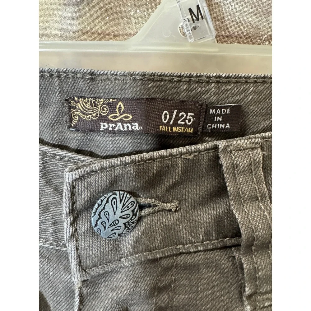 prAna Kayla Jeans Skinny Dark Mud Brown Organic Stretch Tall 0 25 x 35 Gorpcore
